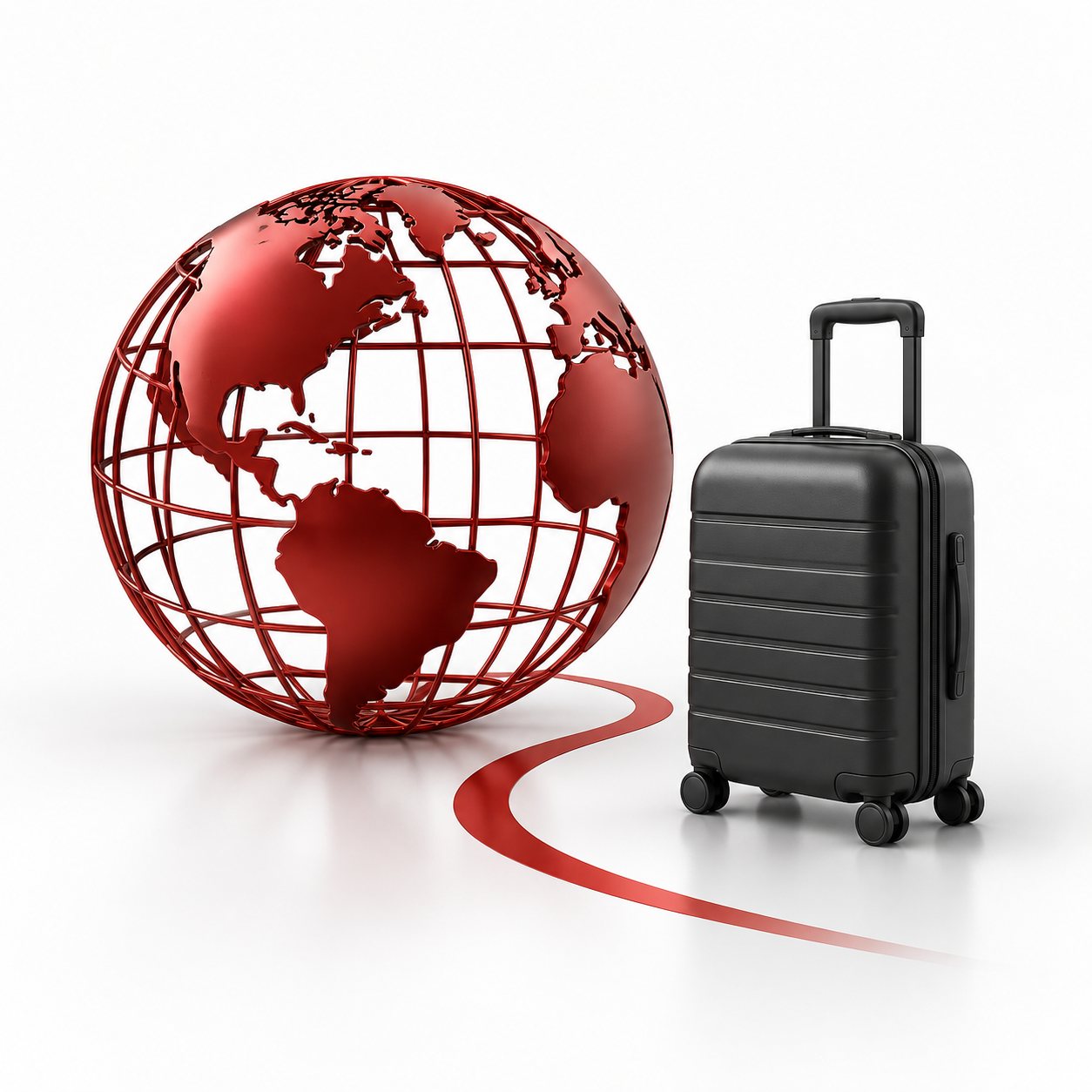 Red globe and a small graphite travel case